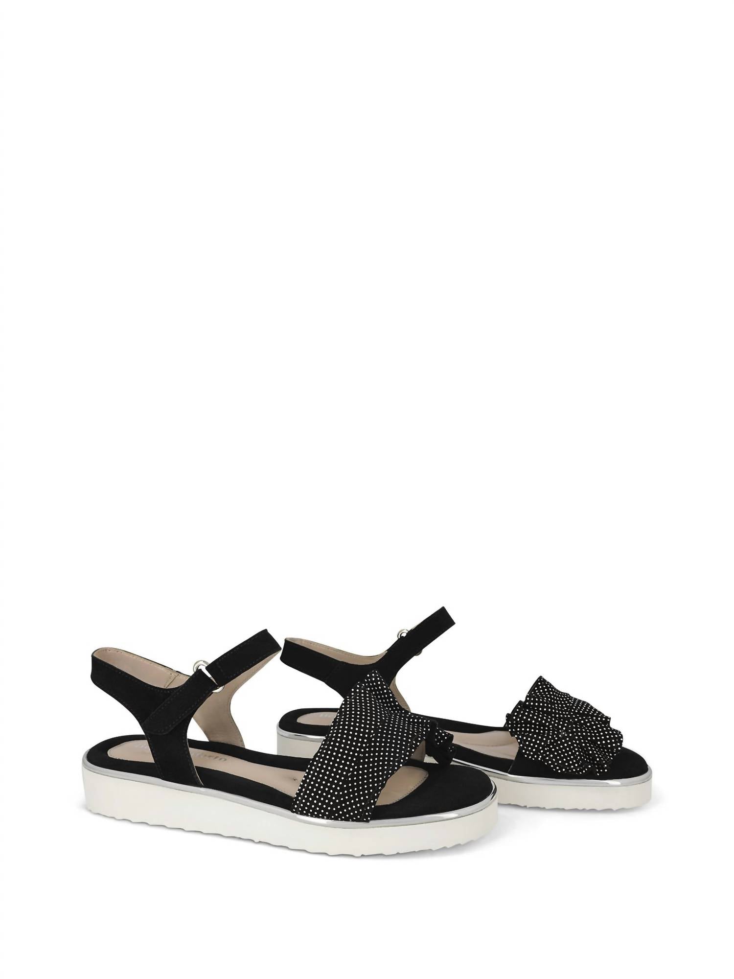 Bella Comforto Women's Claude Open Toe Sandas in black multi - women's sandal - detail view