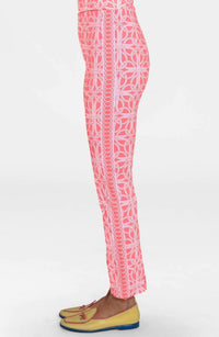GRETCHEN SCOTT Gripeless Pull On Pants in ring toss melon - women's pants - alternate view
