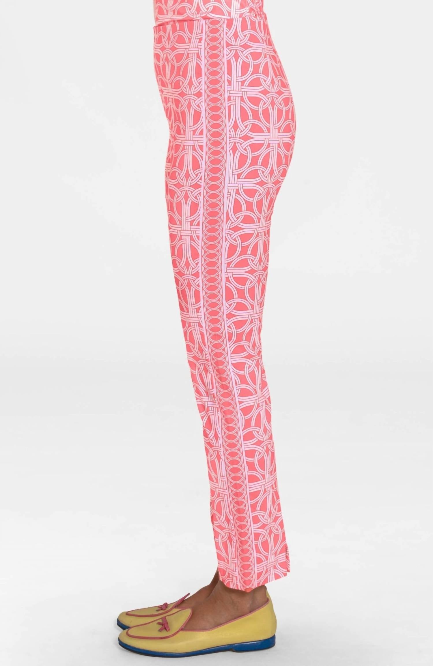 GRETCHEN SCOTT Gripeless Pull On Pants in ring toss melon - women's pants - alternate view