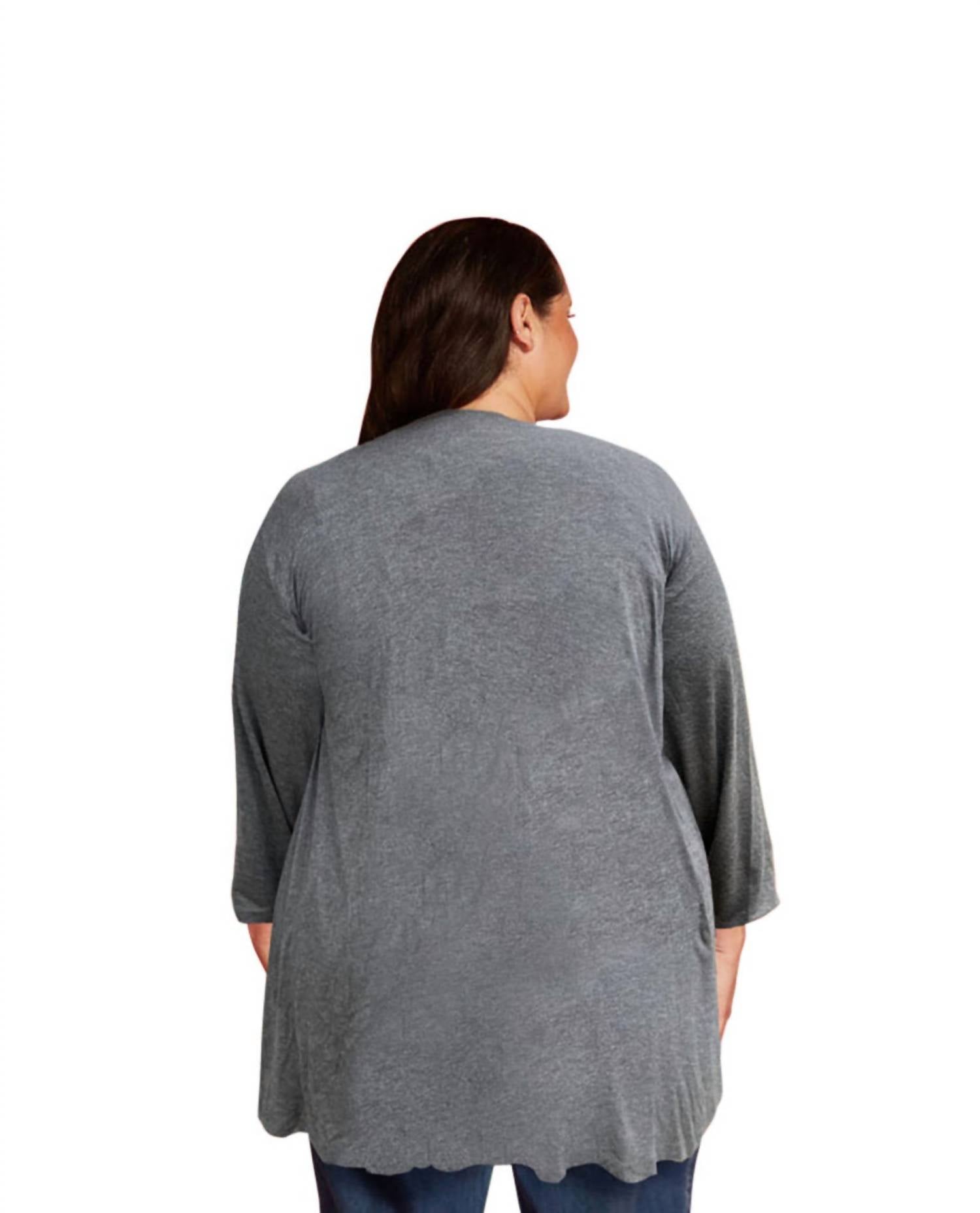 On The Plus Side - Long Sleeve Draped Cardigan - Plus