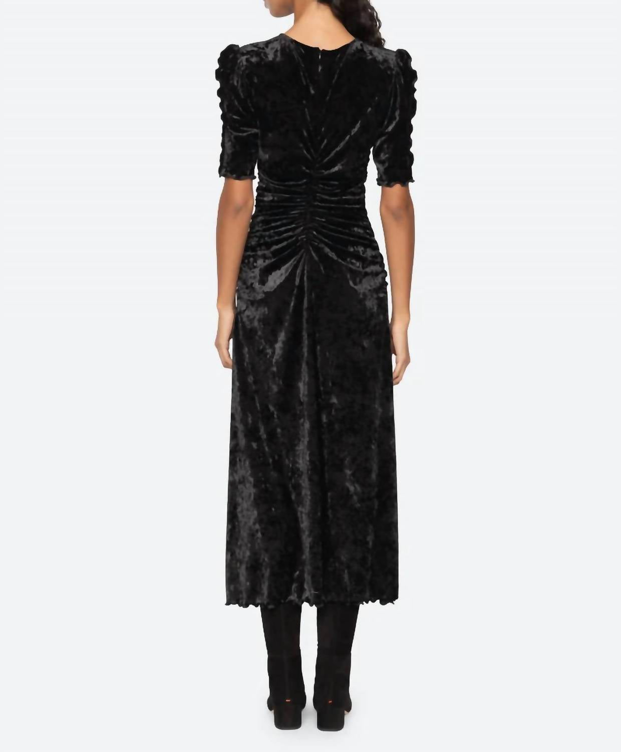 Sea - Cailyn Crushed Velvet Ruched Midi Dress