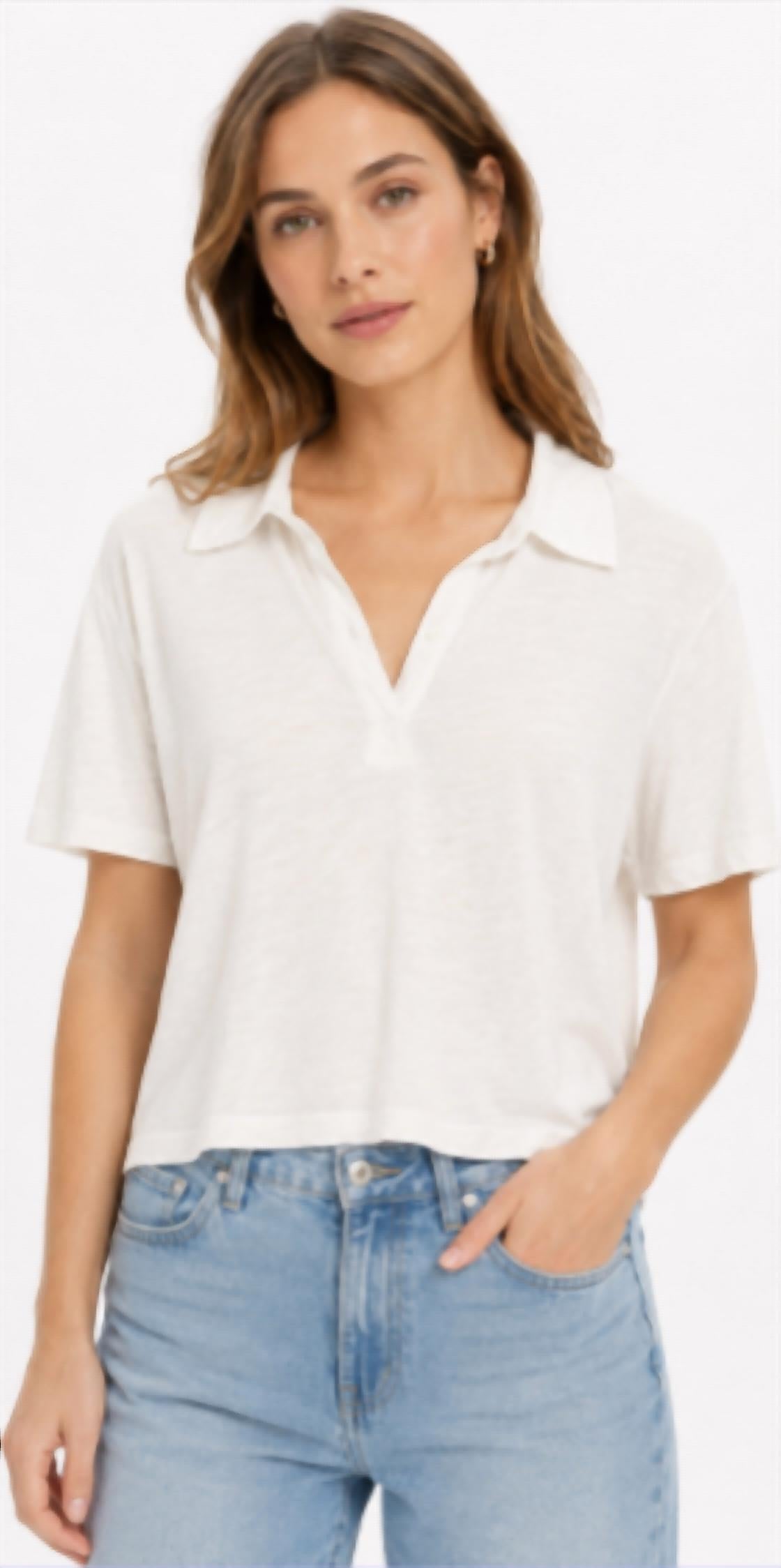 Stateside - Cloud Jersey Short Sleeve Cropped Polo