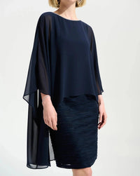 Joseph Ribkoff - Chiffon Poncho Overlay Sheath Dress