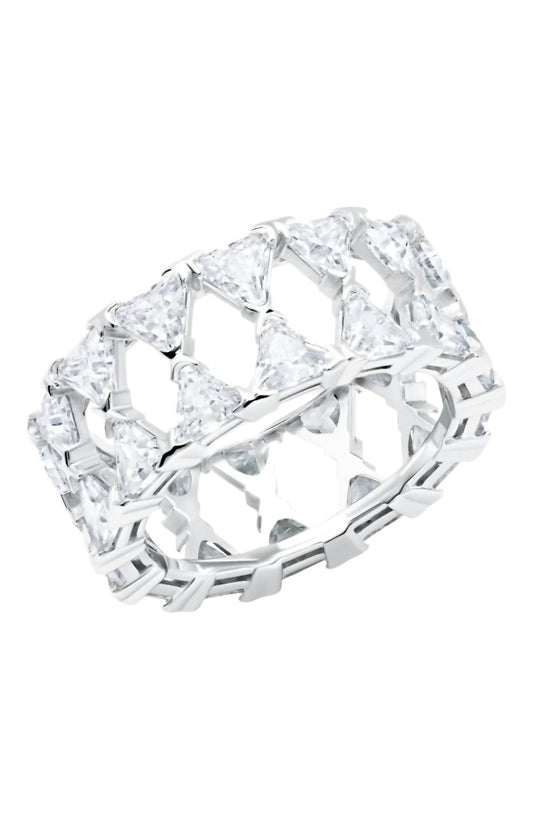 Crislu - Women's Posh Trillion Cubic Zirconia Eternity Ring