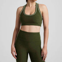 BEYOND YOGA Spacedye Ready Bra in army green heather - women's intimate