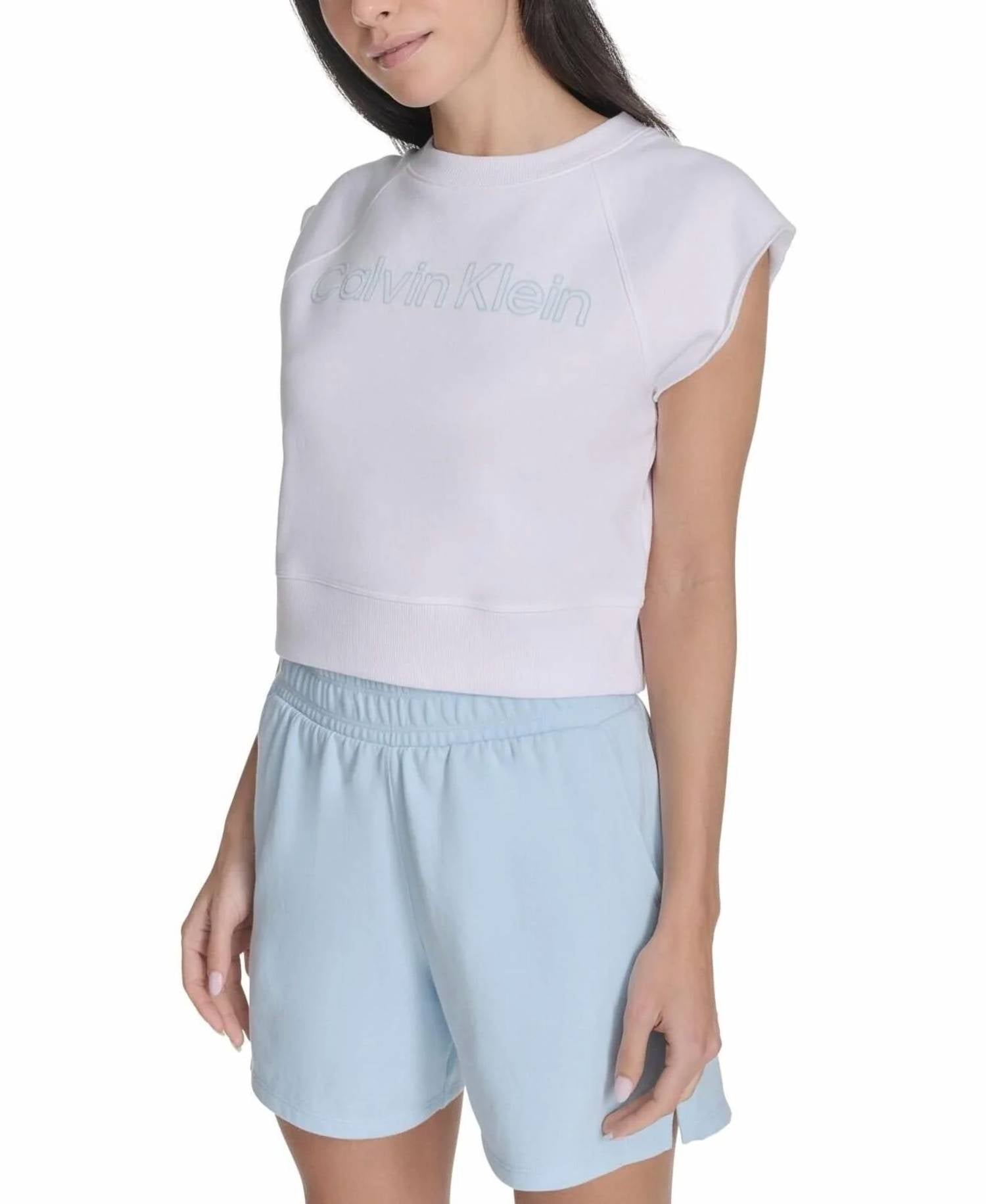 Calvin Klein - Sleeveless Puff-logo Cropped Top