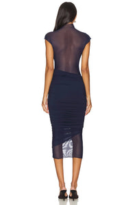 Ser.O.Ya - Tabitha Mesh Ruched Midi Dress