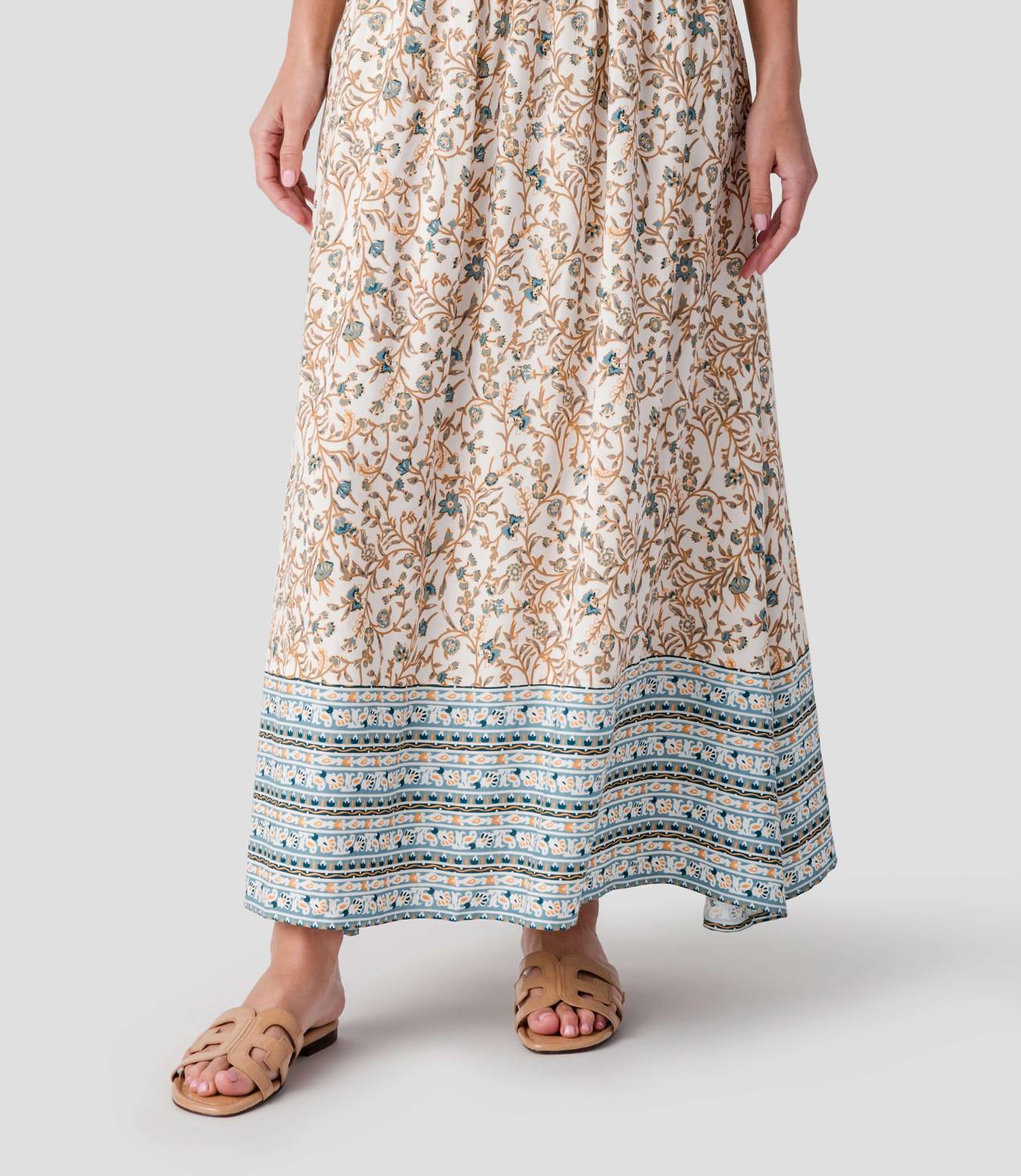 ELAN Whimsy Print Maxi Skirt in blue - women's skirt