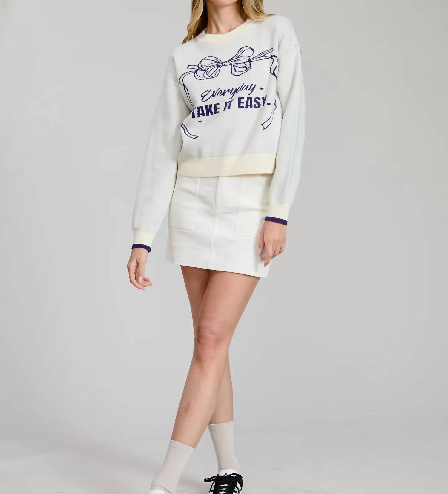 Flat White - Take It Easy Graphic Sweater