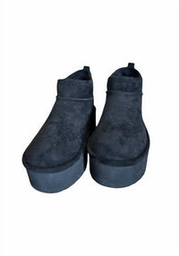 STEVE MADDEN Women's Embracce Platform Bootie in black - women's shoe - detail view