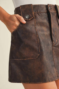 Mustard Seed Aspen Mini Skirt in rustic brown - women's skirt - detail view
