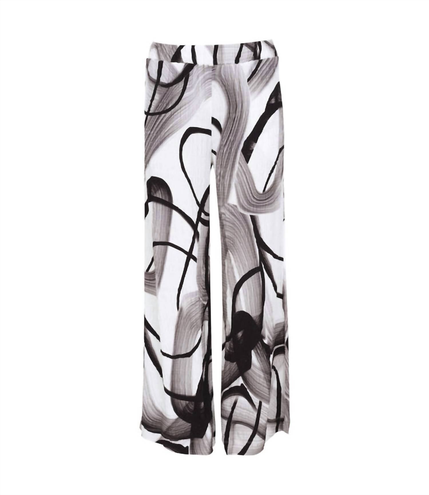 DOLCEZZA Women's Swirl Print Pants in black white - women's pants
