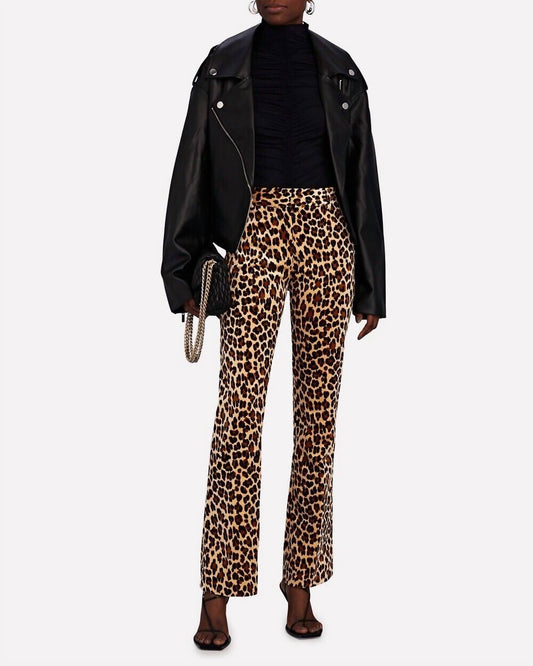 Frame - Frame Womens Pants Size 2 Leopard Velvet Mini Boot Trouser High Waist