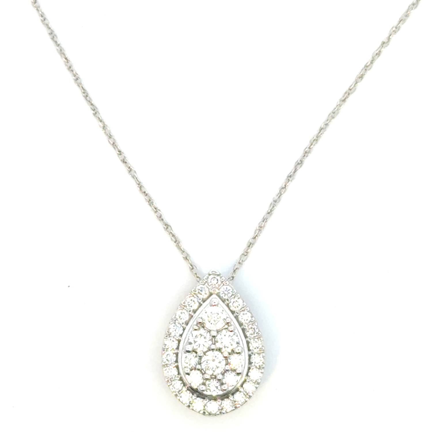 Aamiaa - 0.53 Carat Natural Diamond Pear Halo Cluster Pendant