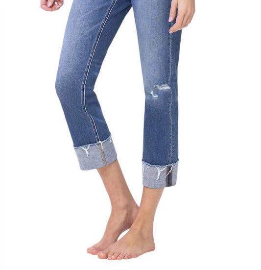 Flying Monkey - High Rise Cuffed Crop Straight Jeans