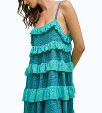 Pitusa - Colorblock Tiered Ruffle Dress