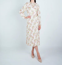 John Abgin - Chiffon Floral Waisted Midi Dress