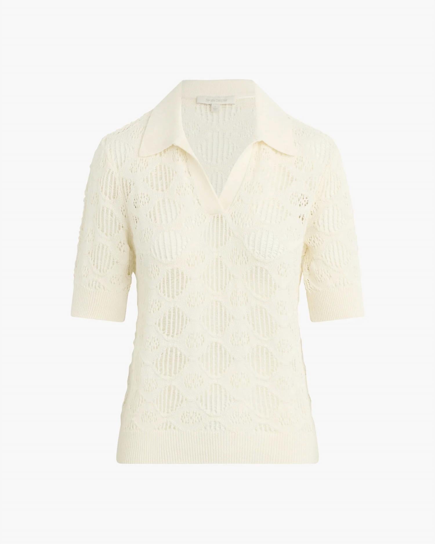 Favorite Daughter Women's The Courtside Polo Shirt in white - women's t-shirt - alternate view