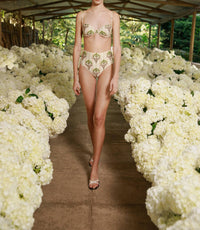 Agua By Agua Bendita - Magdalena Moriche Palm Embroidered Printed Bikini Top