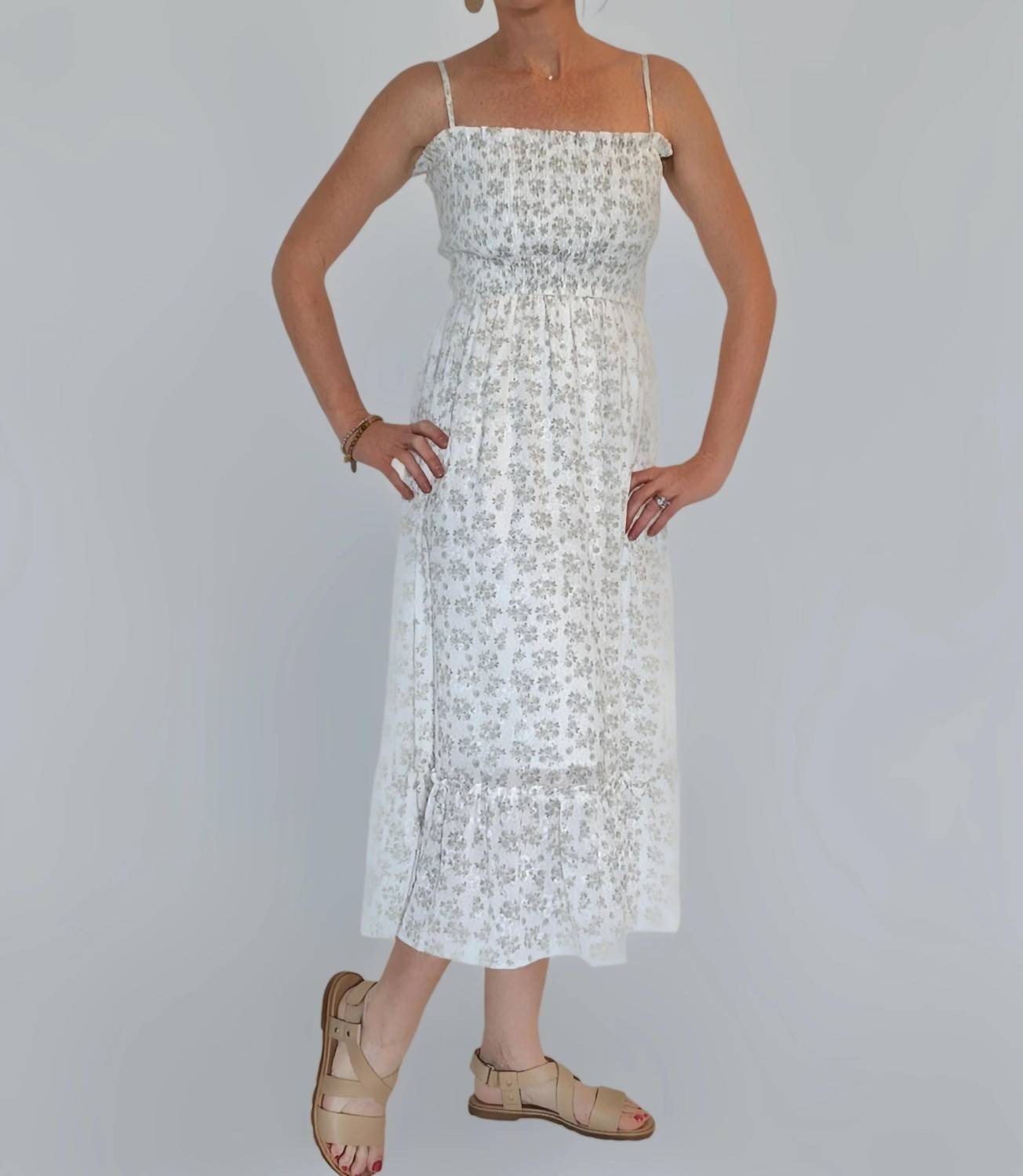 Adora - Squareneck Floral Midi Dress
