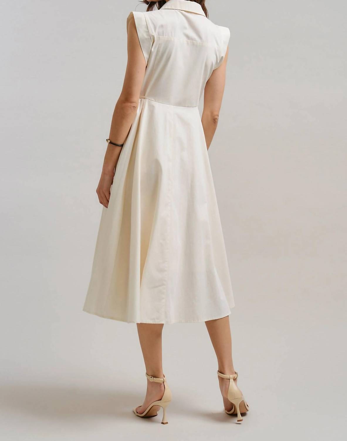 Urban Daizy - Collared Cap Sleeve Wrap Midi Dress