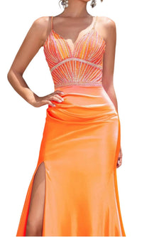 Portia&Scarlett - Beaded Bodice V Neck Long Prom Dress