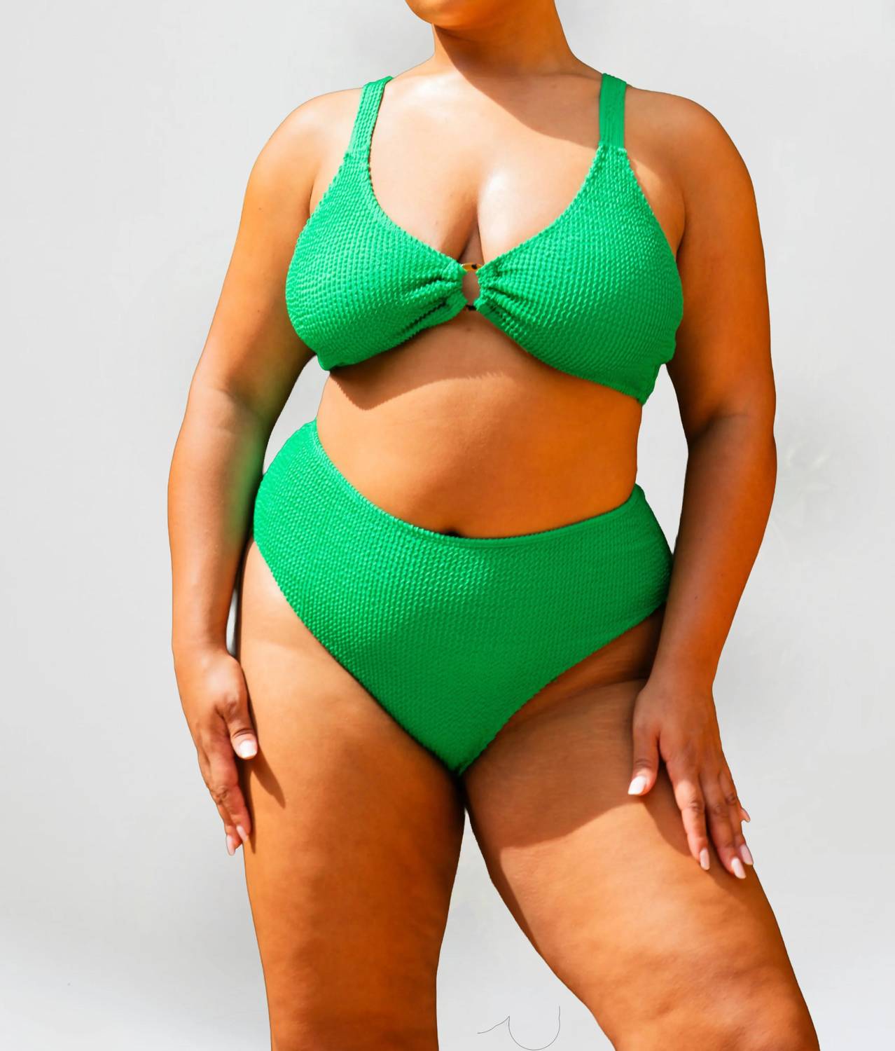 Fashion Szn Curve - Crinkle Trim Detail Bikini Set