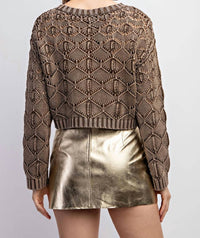 Edit By Nine - Washed Open Knit Sweater Top