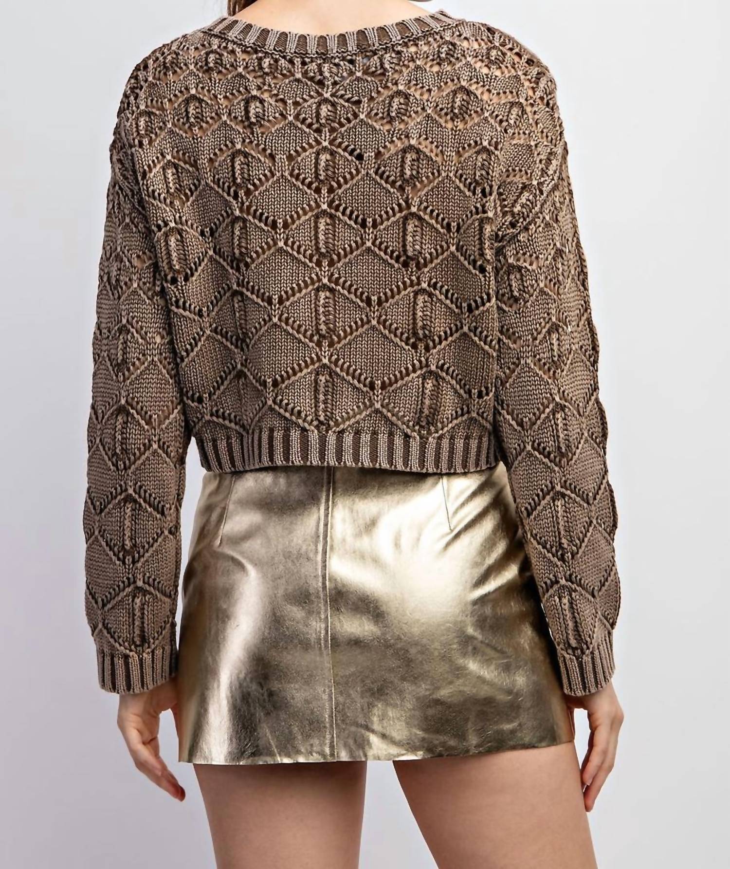 Edit By Nine - Washed Open Knit Sweater Top