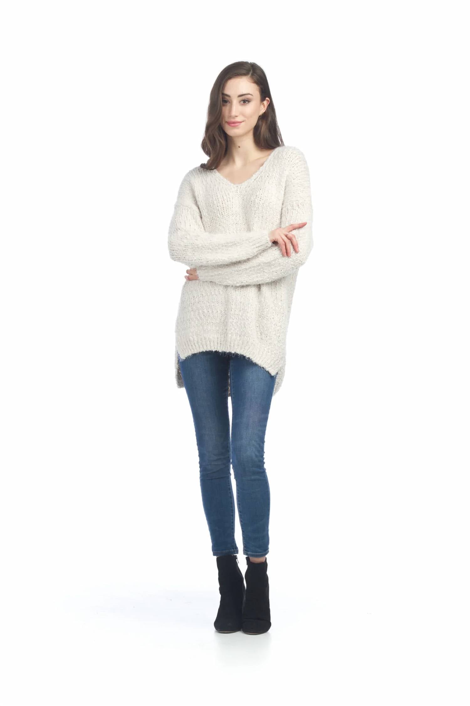 Papillon - Long Sleeve Knit Sweater With Step Hem