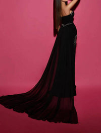 Tarik Ediz Strapless Evening Gown With Overskirt in black - women's dress - detail view