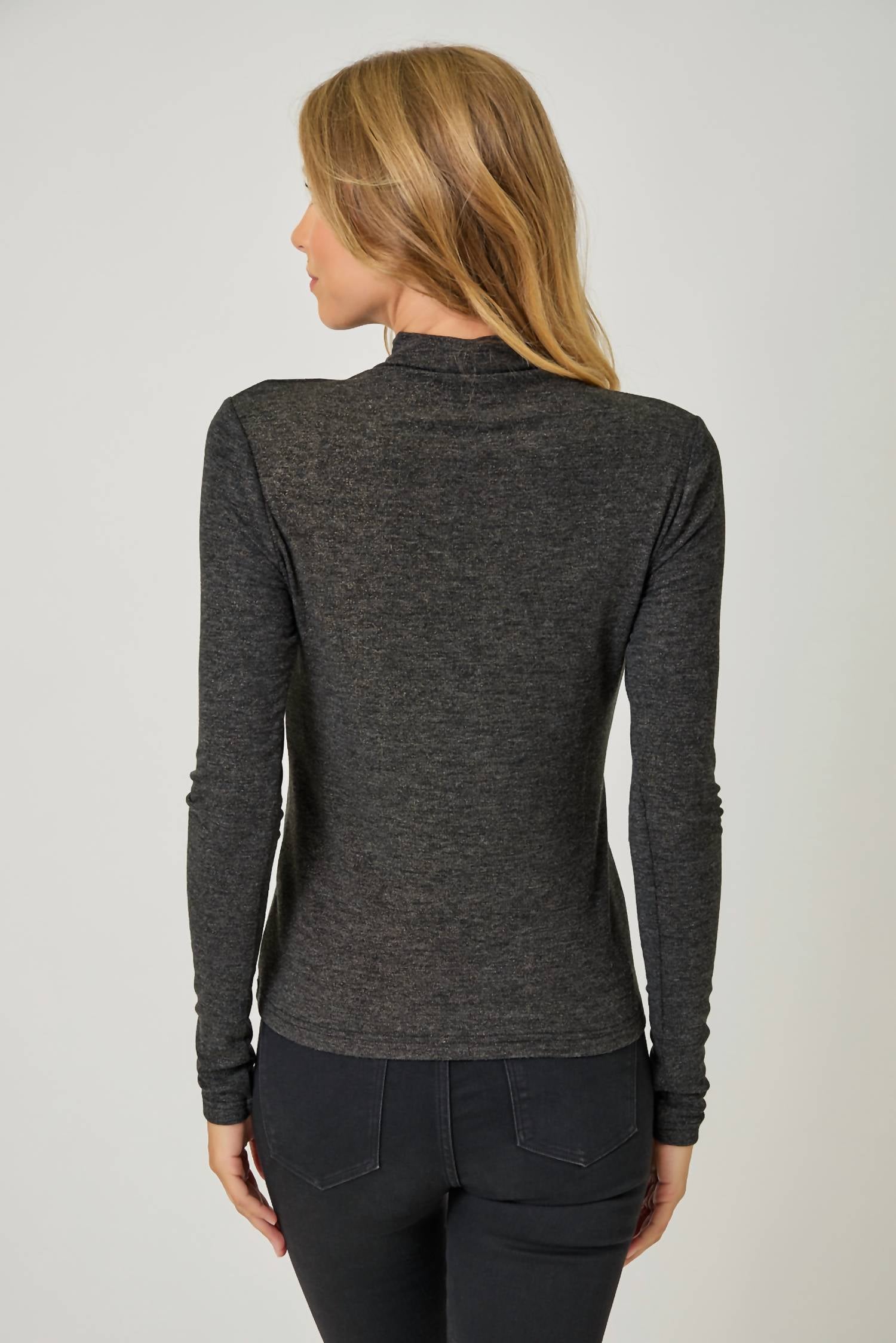 Mystree - Knit Mock Neck Long Sleeve Top