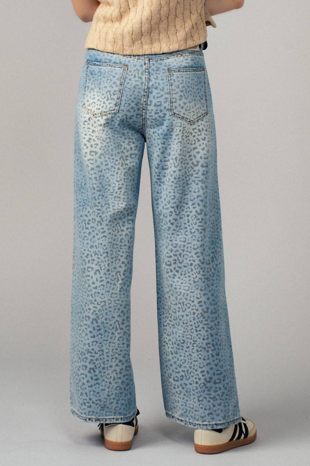 Urban Daizy - Leopard Print Wide-leg Denim Pants