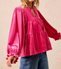 Bibi - Velvet Bow Tied Blouse