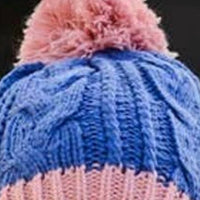 Leto - Women's Two Tone Pom Pom Cable Knit Beanie