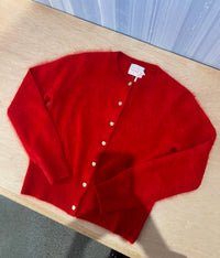 Brodie Cashmere Women's Brushed Chelsea Cardigan in parrot - women's cardigan - detail view