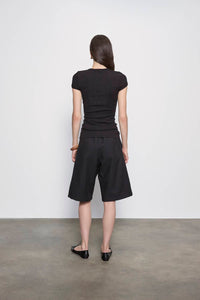 Enza Costa - TEXTURED RIB CAP SLEEVE CREW TOP