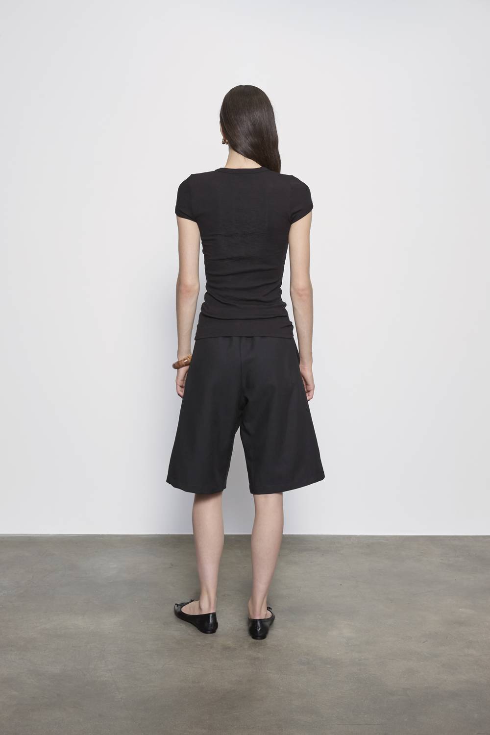 Enza Costa - TEXTURED RIB CAP SLEEVE CREW TOP