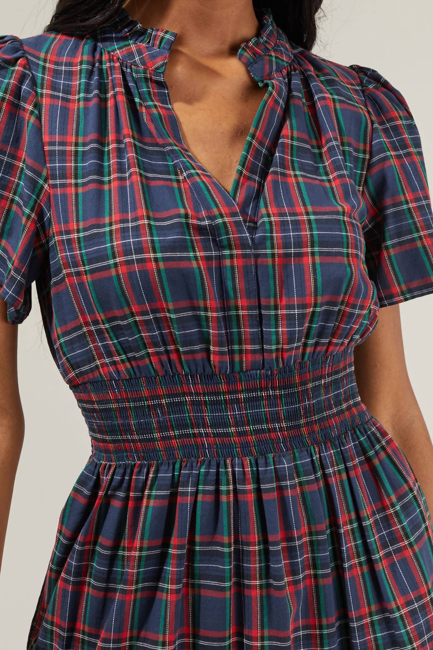 Sugarlips - Miley Plaid Palmer Poplin Tiered Maxi Dress