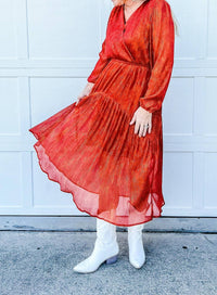 Hayden La - Going Somewhere Lurex Ribbed Long Sleeve Surplice Dress