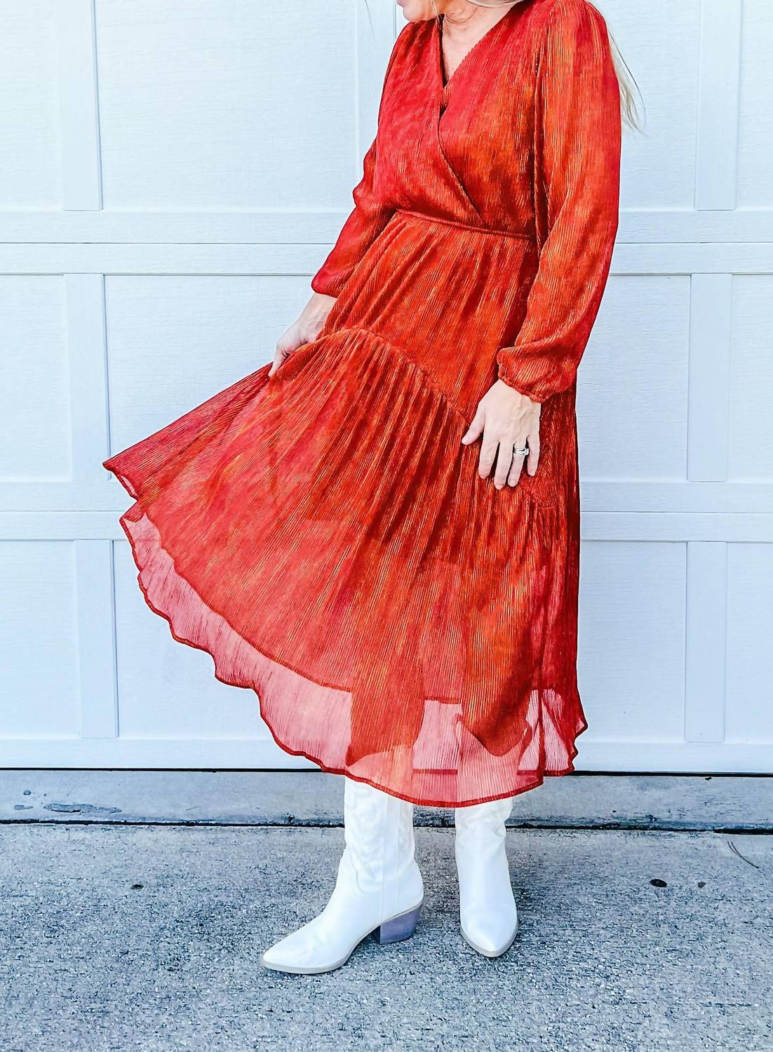 Hayden La - Going Somewhere Lurex Ribbed Long Sleeve Surplice Dress
