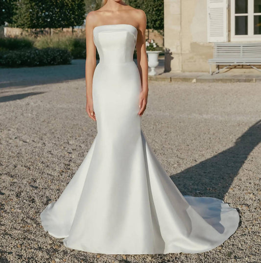 Sincerity - Strapless Stretch Mikado Fit And Flare Wedding Gown