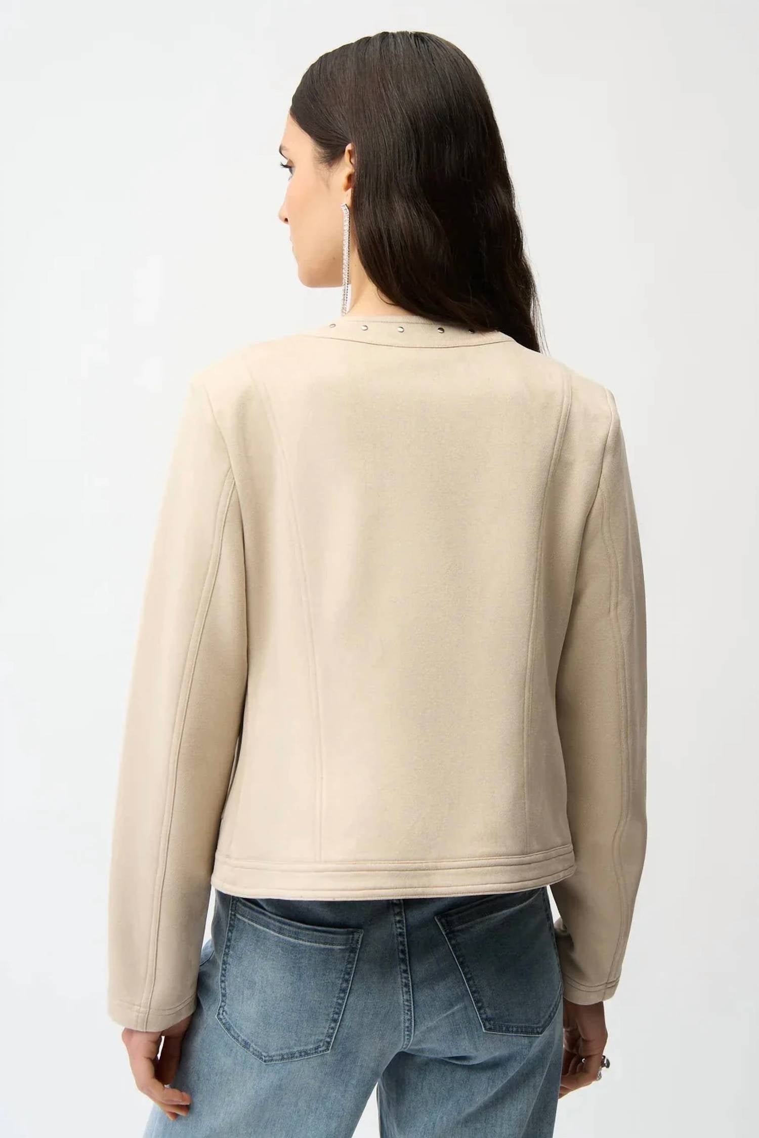 Joseph Ribkoff - Studded Faux Suede Long Sleeves Jacket