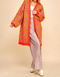 Davi & Dani - Cozy Chevron Open Cardigan