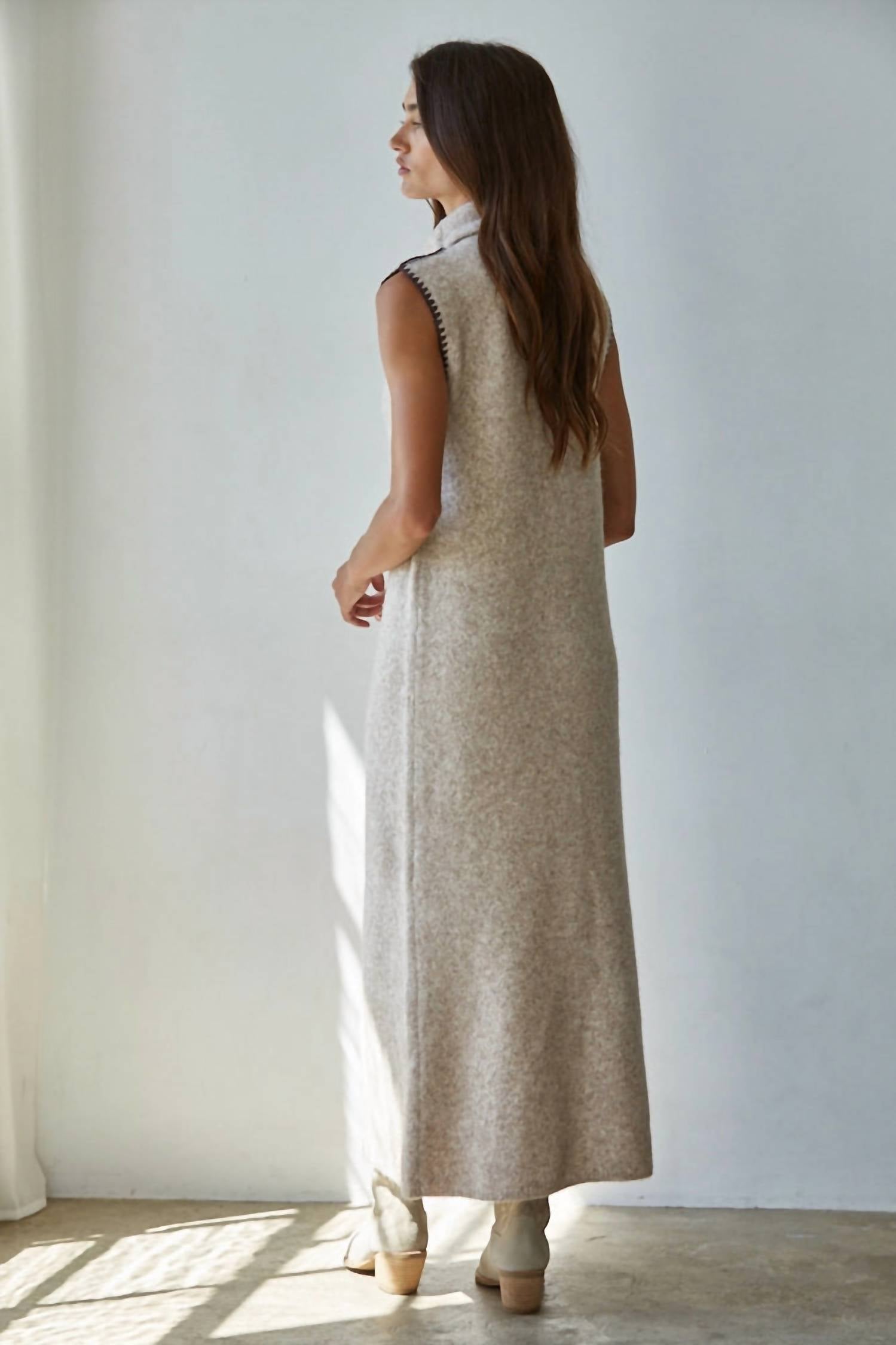 By Together - Women's Cozy Knit Turtleneck Maxi Dress