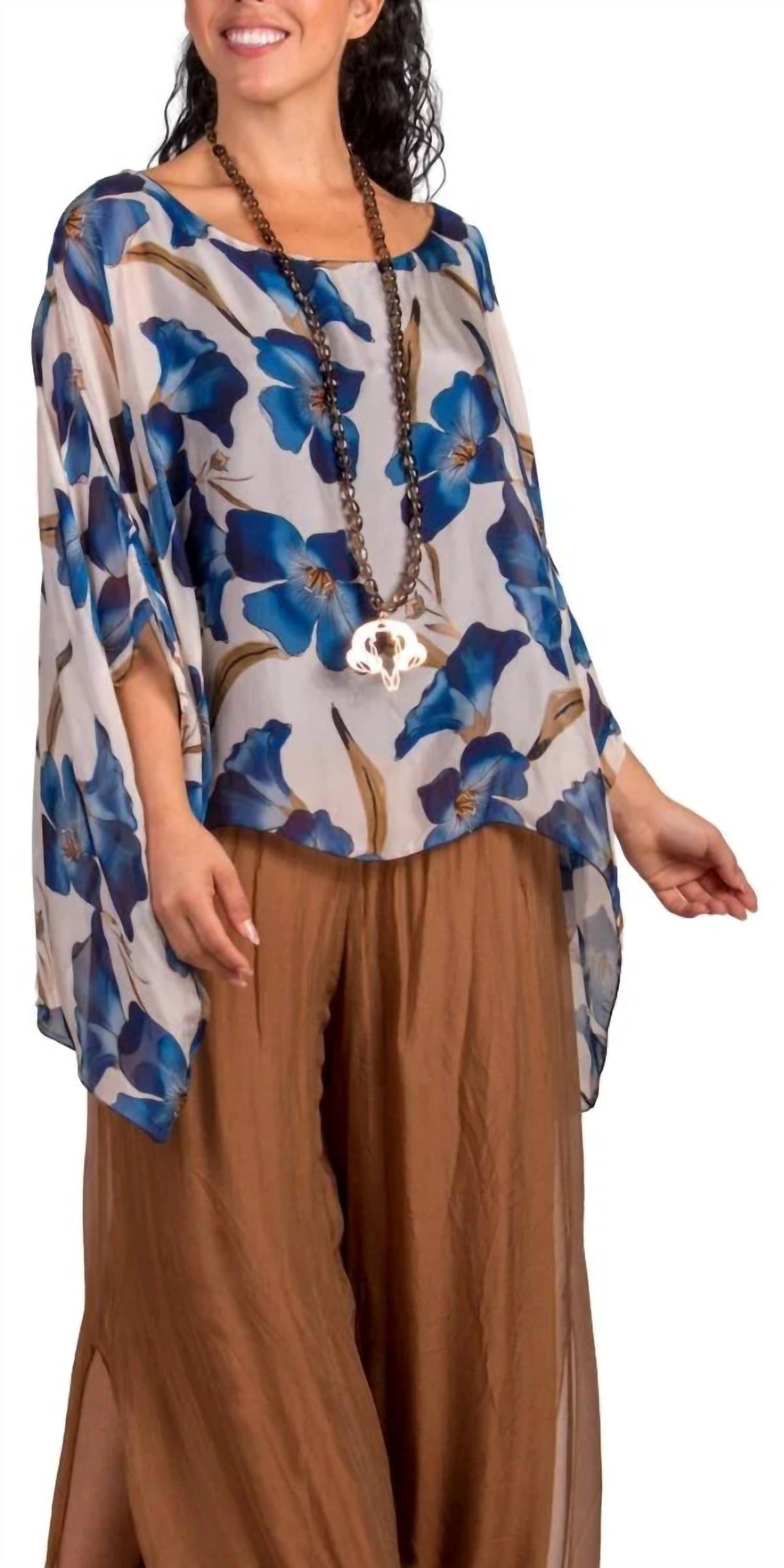 GIGI MODA Aria Orchid Kaftan in navy - women's blouse - alternate view