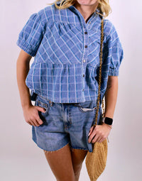 &Merci - The Cool Girl Check Denim Top