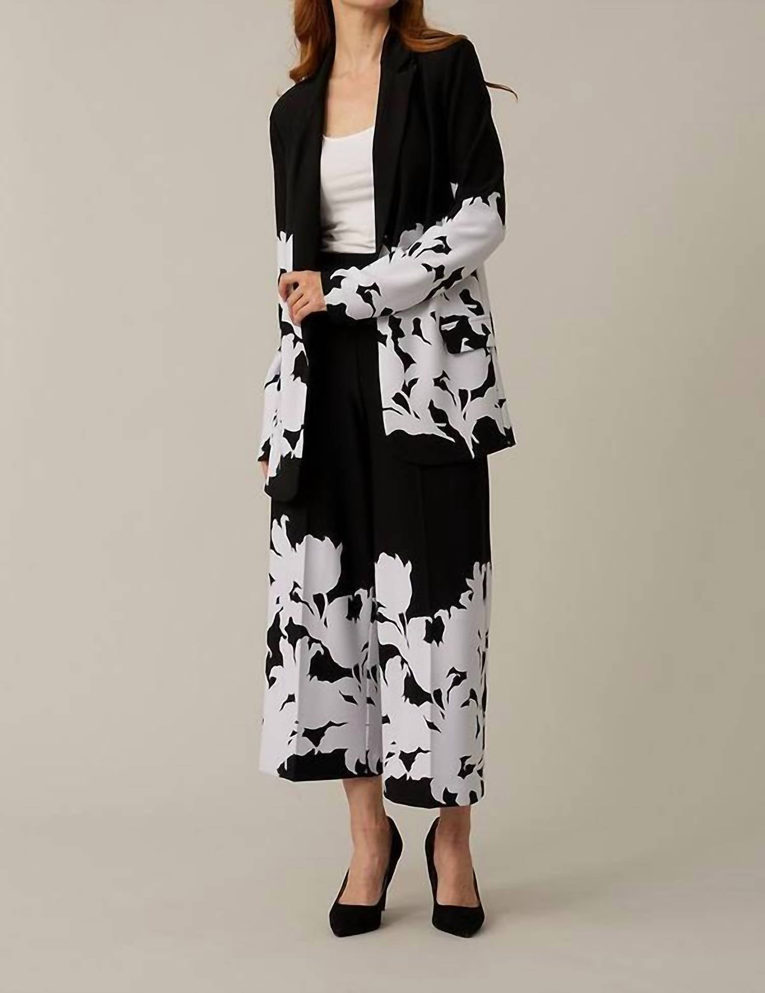 Joseph Ribkoff - Floral Border Long Sleeve Blazer