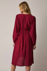 Gilli - Surplice Long Sleeve Flare Hem Midi Dress - Plus