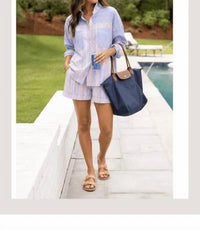 Very J - Boardwalk Striped Top And Short Set